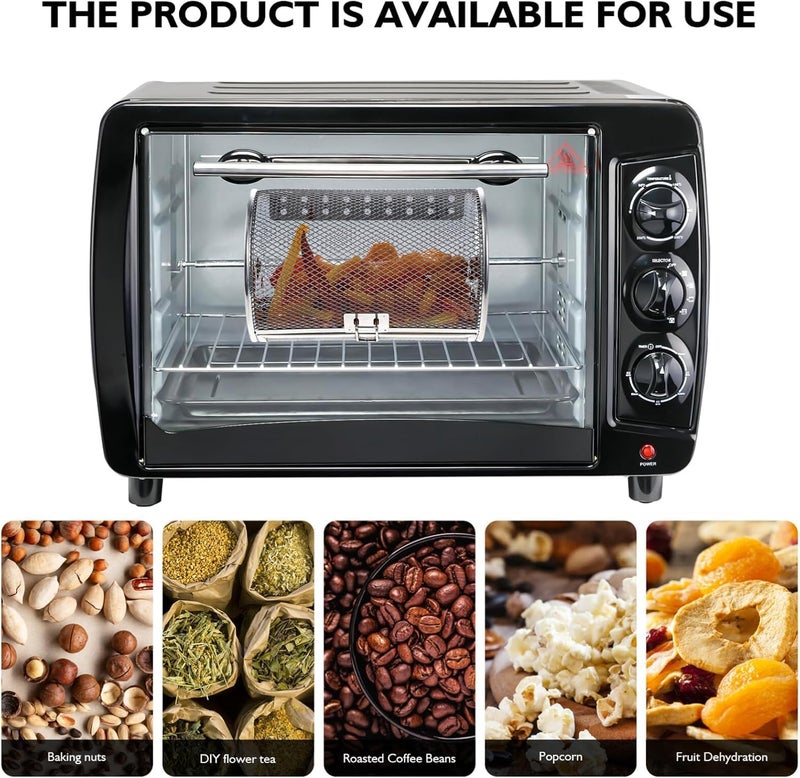 Grilldent Rotatable Grilled Cage Air Fryer Oven Basket,360 Degree Heating Rotating Cages Rotisserie Basket for Baking Nuts, Coffee Beans, Peanut or BBQ Roaster Tool, Food Grade Stainless Steel (130mm*195mm) - Image 3